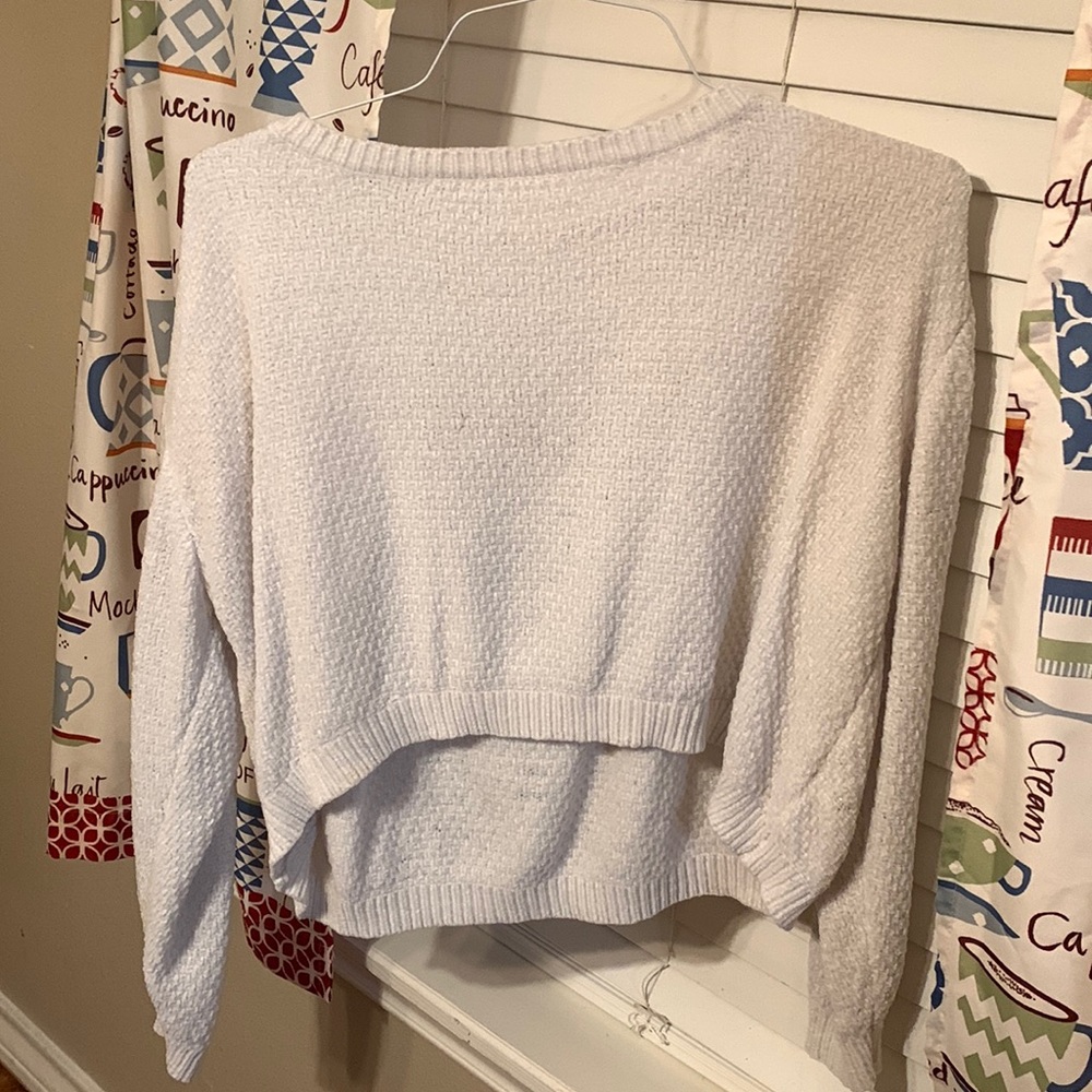 White long sleeve top with open back